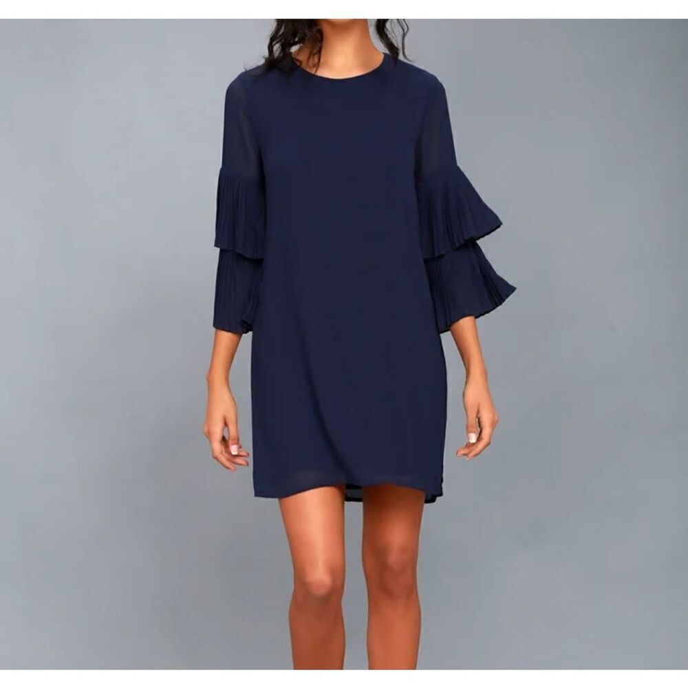 Lulu’s Move and Shake Navy Blue Shift Dress sz XS